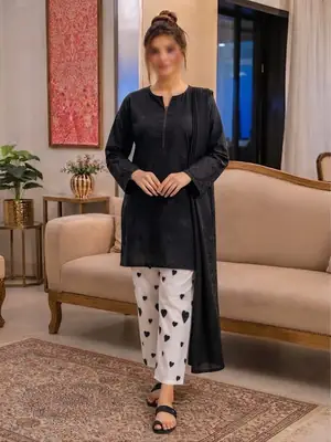 3 Pcs Women's Unstitched Embroidered Suit