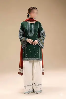 3 Pcs Women's Unstitched Embroidered Suit
