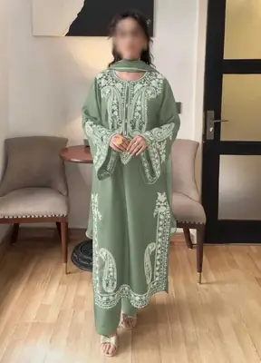 3 Pcs Women's Unstitched Embroidered Suit