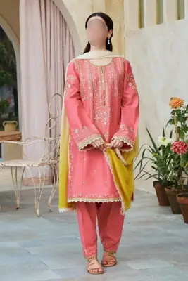 3 Pcs Women's Unstitched Embroidered Suit