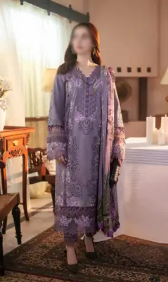 3 Pcs Women's Unstitched Embroidered Suit