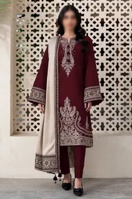 3 Pcs Women's Unstitched Embroidered Suit