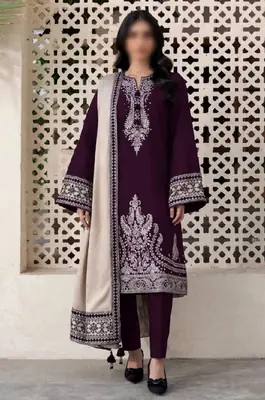 3 Pcs Women's Unstitched Embroidered Suit