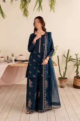 3 Pcs Women's Unstitched Embroidered Suit