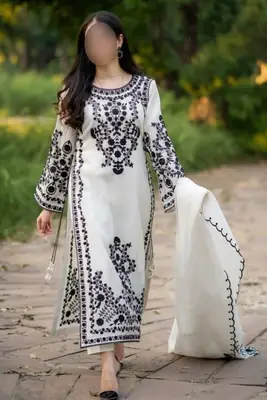 3 Pcs Women's Unstitched Embroidered Suit