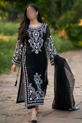 3 Pcs Women's Unstitched Embroidered Suit