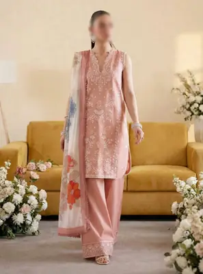 3 Pcs Women's Unstitched Embroidered Suit