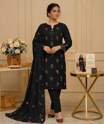 3 Pcs Women's Unstitched Embroidered Suit