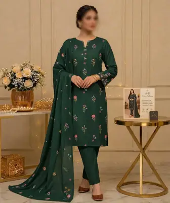 3 Pcs Women's Unstitched Embroidered Suit