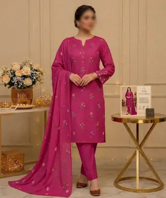 3 Pcs Women's Unstitched Embroidered Suit