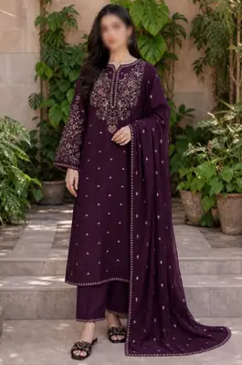 3 Pcs Women's Unstitched Embroidered Suit