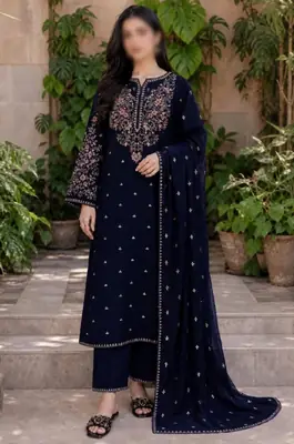3 Pcs Women's Unstitched Embroidered Suit