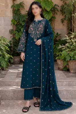 3 Pcs Women's Unstitched Embroidered Suit
