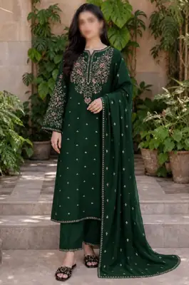 3 Pcs Women's Unstitched Embroidered Suit