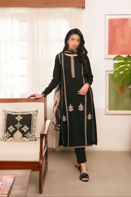 3 Pcs Women's Unstitched Embroidered Suit