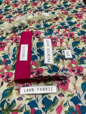 2 Pcs Women's Unstitched Lawn Digital Print Suit thumbnail 4