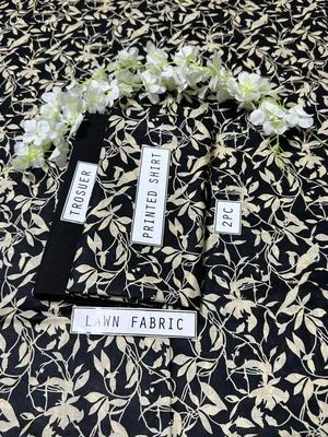2 Pcs Women's Unstitched Lawn Digital Print Suit thumbnail 2