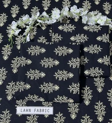 2 Pcs Women's Unstitched Lawn 3-D Block Printed Suit thumbnail 2