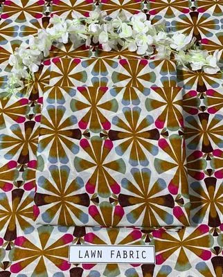 2 Pcs Women's Unstitched Lawn 3-D Block Printed Suit thumbnail 2