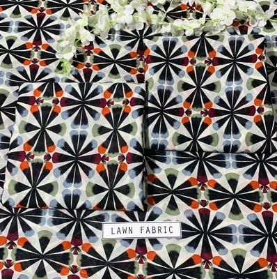 2 Pcs Women's Unstitched Lawn 3-D Block Printed Suit thumbnail 2