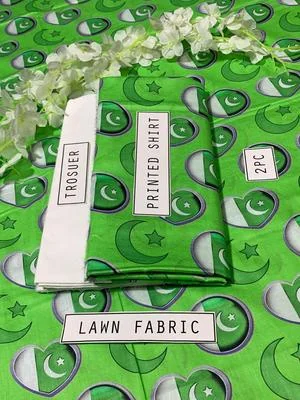 2 Pcs Women's Unstitched Lawn Digital Print Suit thumbnail 2