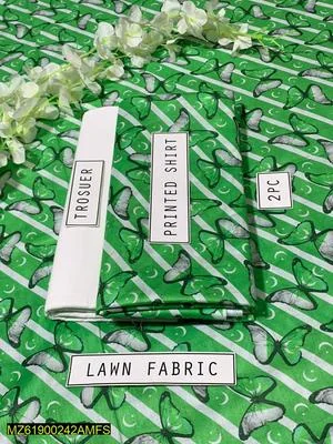 2 Pcs Women's Unstitched Lawn Digital Print Suit thumbnail 3