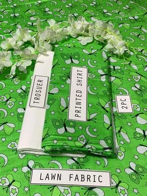 2 Pcs Women's Unstitched Lawn Digital Print Suit thumbnail 2