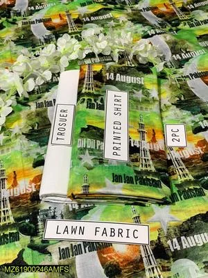 2 Pcs Women's Unstitched Lawn Digital Print Suit thumbnail 3