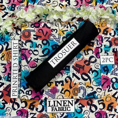 2 Pcs Women's Unstitched Linen Digital Print Suit thumbnail 3