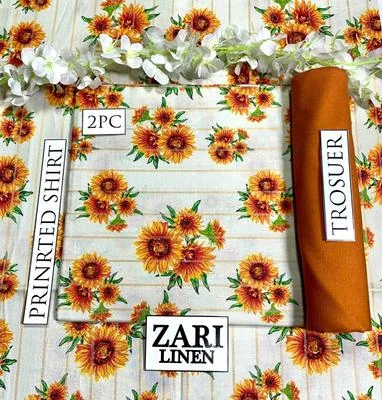 2 Pcs Women's Unstitched Linen Digital Print Suit