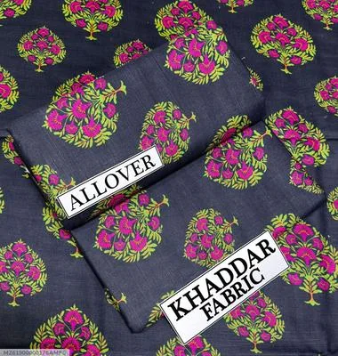 2 Pcs Women's Unstitched Khaddar Digital Print Suit thumbnail 3