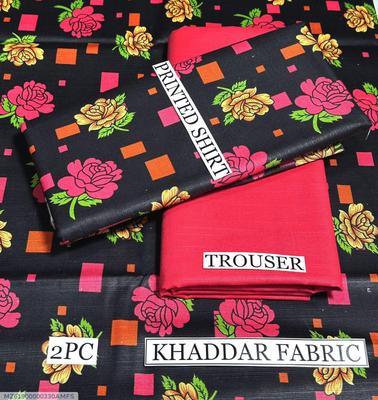 Women Khaddar Suit Black Digital Print Pink Yellow Roses Winter Wear thumbnail 3