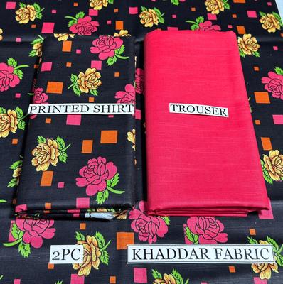 Women Khaddar Suit Black Digital Print Pink Yellow Roses Winter Wear thumbnail 2