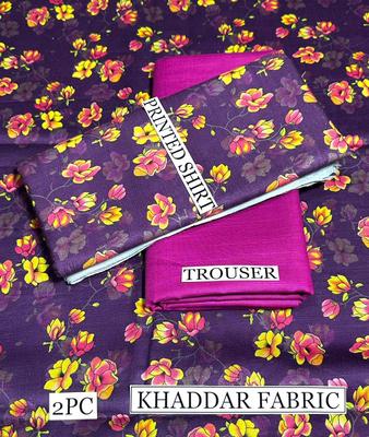 Women Khaddar Floral Suit Purple Yellow