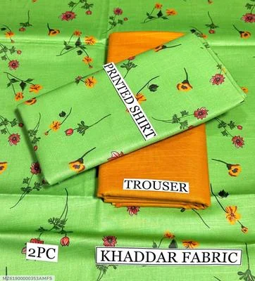 2 Pcs Women's Unstitched Khaddar Digital Print Suit thumbnail 3