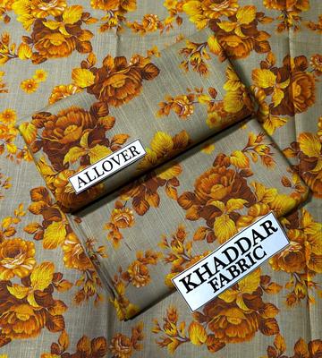 Khaddar Floral Suit Yellow Brown 2-Piece Set thumbnail 2