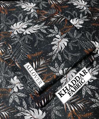 Khaddar Suit Black Leaf Print Women Casual Evening Party Wear thumbnail 2