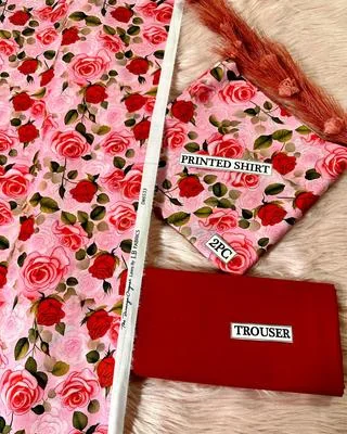 2 Pcs Women's Unstitched Digital Print Suit