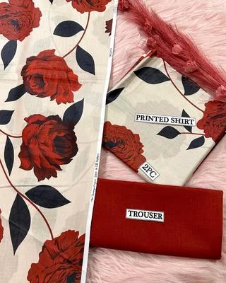 2 Pcs Women's Unstitched Digital Print Suit