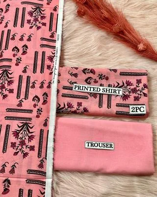 2 Pcs Women's Unstitched Digital Print Suit thumbnail 2