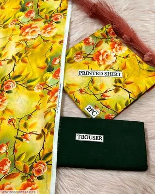 2 Pcs Women's Unstitched Digital Print Suit thumbnail 3