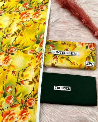 2 Pcs Women's Unstitched Digital Print Suit thumbnail 2