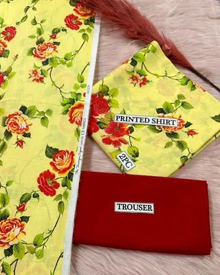2 Pcs Women's Unstitched Digital Print Suit