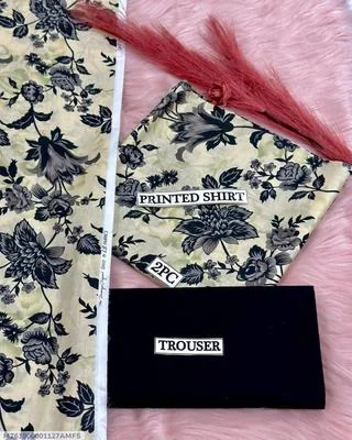 2 Pcs Women's Unstitched Digital Print Suit thumbnail 3