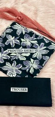 2 Pcs Women's Unstitched Digital Print Suit thumbnail 2