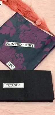 2 Pcs Women's Unstitched Digital Print Suit thumbnail 2