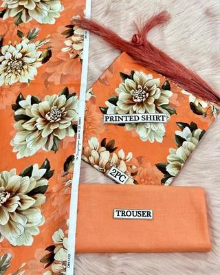 2 Pcs Women's Unstitched Digital Print Suit