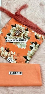 2 Pcs Women's Unstitched Digital Print Suit thumbnail 2