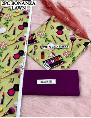 2 Pcs Women's Unstitched Digital Print Suit