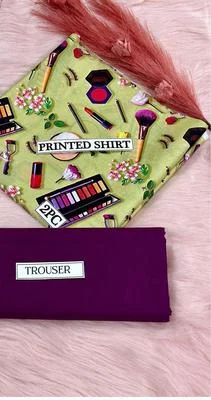 2 Pcs Women's Unstitched Digital Print Suit thumbnail 2